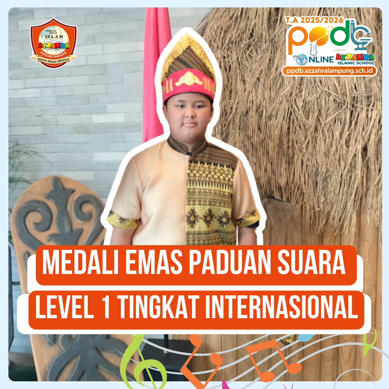 Siswa SD Islam Az ZAhra meraih Medali Emas Paduan Suara Level 1 Tingkat Internasional